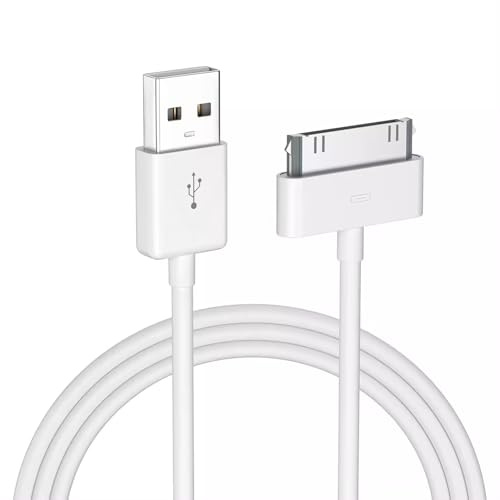 pluX Kabel kompatibel mit Ladegerät für iPhone 4/4S/3G/3GS, iPad 2/3/1, iPod Touch 4/3/2/1, Nano 6/5/4/3/2/1, Classic 3/2/1, 1, 1 (1 m, weiß)