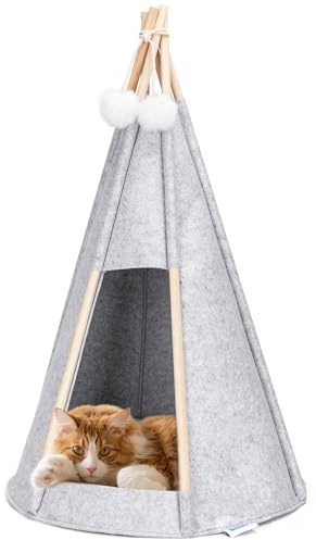 Nobleza Katzentipi aus Filz - Hochwertiges, gemütliches Katzenzelt, Farbe:Grau, Größe:OneSize