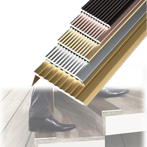 Strisce antiscivolo per scale in alluminio per interni ed esterni, a forma di L, protezione per bordi del gradino 91,4 cm/121,9 cm di lunghezza 3 cm/4,1 cm/5,1 cm di larghezza, grigio 50 mm x 120 cm