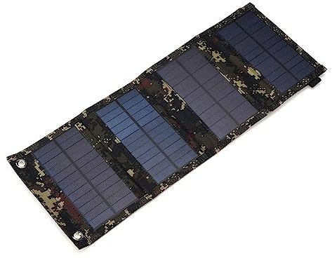 BESPORTBLE Cargador de Batería Solar 20 W, Dispositivo de Carga Solar para Exteriores Panel Monocristalino Plegable y 2 Mosquetones, Adecuado para Acampada, Senderismo y Emergencias