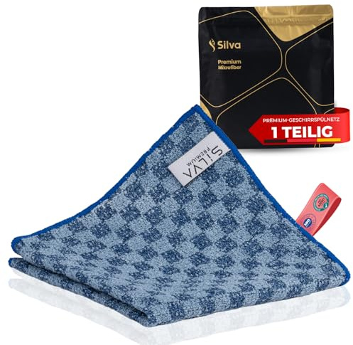 Silva Premium Microfibre Cloths - Scratch-Free Scouring Cloth for Stubborn Dirt & Grease - High Absorbency (20x Absorbency) - Safe for Teflon Pans Kitchen Towels, Durable (30 x 30 cm)