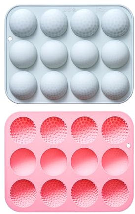 Silicone Moulds 2 Pieces of 12 Pieces of Chocolate Silicone Molds for Semi Round Spherical Cakes with Different Golf Ball Shapes
