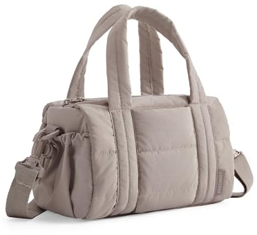 bagsmart Mini 5L Puffer Damen Umhängetasche crossbody bag damen Sporttasche, gesteppte Sporttasche für Wochenende/Schwimmen, Sandbraun