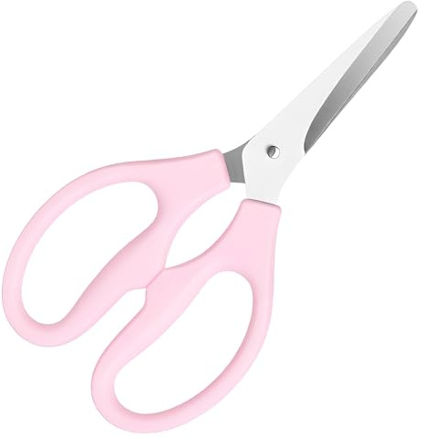 Small Pink Scissors, 5 Stainless Steel Blade with Acrylic Handle All Purpose Scissors Stationery Paper Cutting Tool for Office, Home (Pink)