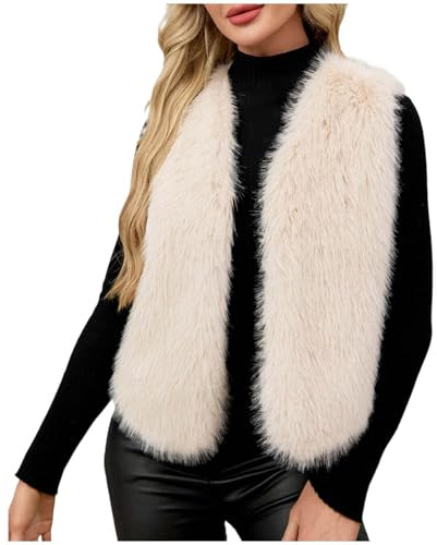 AEGJEGVD Gile Femme Fausse Fourrure sans Manches Cardigan Imitation Fourrure Manteau Gilet Femmes Hiver Veste sans Manche Grand Taille Manteau en Fausse Automne Hiver Chaude en Peluche