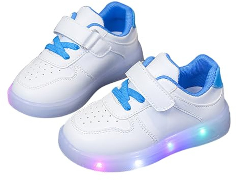 Generisch Zapatillas de deporte LED para gancho y lazo luz hasta zapatos de bebé zapatos para aprender a caminar, azul, 24 EU
