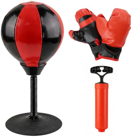 GOMETY Tisch Boxsack, Schreibtisch Punchingball mit Superstarker Saugnapf fürs Büro, Mini Boxball gegen Stress zu Hause, Mini Boxsack Stehende Boxbirne zum Stressabbau, Lustiges Geschenk