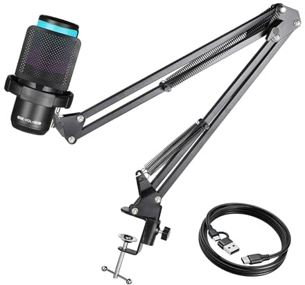 XAGMODSHN Micrófono USB profesional para computadora, micrófono condensador adecuado para juegos, video en vivo y micrófono USB de escritorio con filtro para podcasts en vivo y juegos