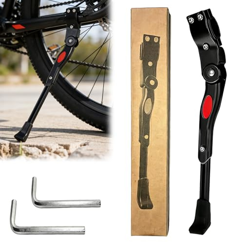 Bike Kickstand,Aluminium Alloy Rear Bicycle Kick Stand with 2 Allen Key | Adjustable Height Bike Rear Side Kickstand for Mountain Bike Road Bike(Black)