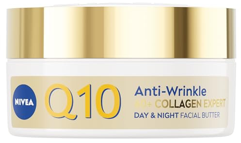 NIVEA Q10 Anti-Wrinkle Collagen Expert Day & Night Facial Butter (50ml), Firming Day and Night Cream for Sagging Skin, Formulated for Mature Skin 60+