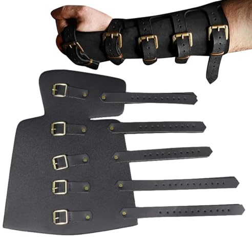 Bågskytt handledsskena, läder, karpaltunnelbandage, renässans, kostymtillbehör för män, cosplay, jakt, skytte, utomhussporter (svart/)