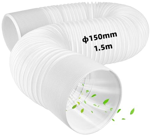 FINEVERNEK Tuyau Climatiseur Mobile, Tuyau Évacuation Climatiseur mobile Ø 150mm / 1.5m,Tuyau d'évacuation d'air Flexible, Tuyau d'échappement Mural pour climatisation Mobile