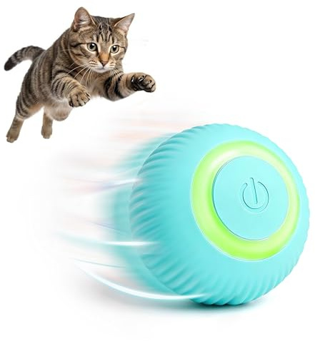 Potaroma Katzenspielzeug Ball Elektrisch 42 mm, Interaktiver Katzenball mit Intelligenter Hindernisvermeidung, USB-aufladbarer Spielball, Sehr Leises Rollen, Bewegungsaktiviert, Silikonhülle