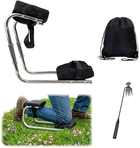Ginocchiera per il giardino, panca per giardinaggio con funzione di seduta, panca da giardino regolabile, ergonomica, portatile, per proteggere ginocchia e gambe, per giardino, costruzione e