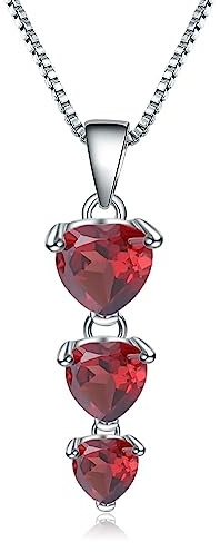 Collier avec pendentif en forme de cœur en argent Sterling 925, pierre précieuse grenat rouge naturel, 2,87 ct, pour bijoux de fiançailles gagnés