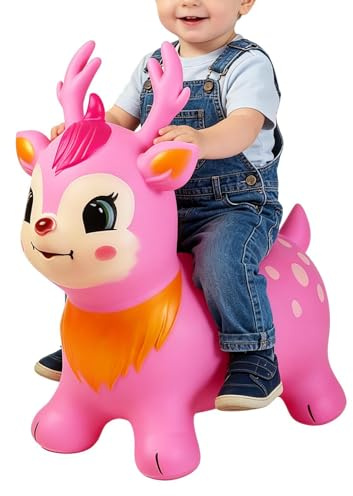 Cavallo Salterello - Cavalcabile Gonfiabile Per Bambini | Animale Saltellante Giocattolo | Per Esterno Casa Scuola Materna Ludoteca Viaggio Festa Compleanno, Stabile 4 Gambe, Pompa Inclusa, Qualità