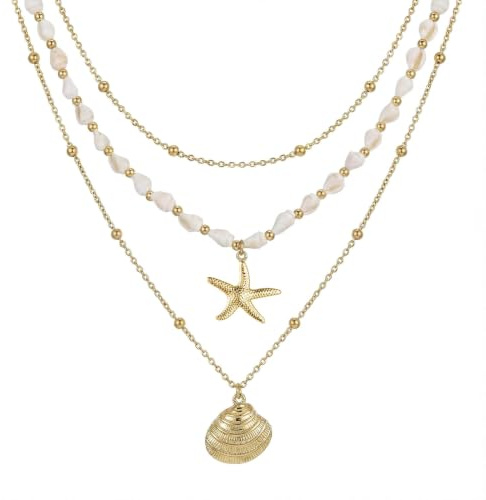 Bekecidi Collier Coquillage 3 Pièces Plaqué Or Ajustable Été