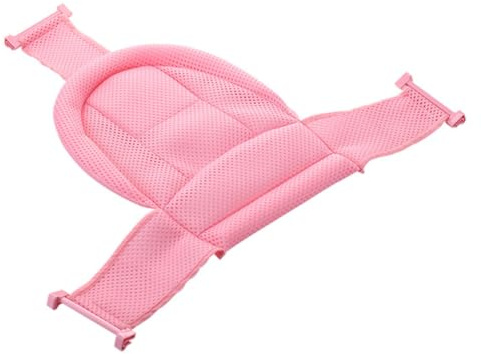Cojín de Baño para Bebés, Soporte Antideslizante de Malla para Bañera | Superficie Transpirable, Drenaje Rápido, Grosor Cómodo, Botones Ajustables, Color Rosa, para Recién Nacidos