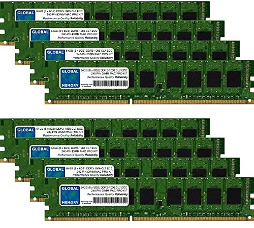 64GB (8 x 8GB) DDR3 1066MHz PC3-8500 240-PIN ECC DIMM (UDIMM) Memoria RAM Kit para Apple Mac Pro (PRINCIPIOS DE 2009 - Mediados 2010 - Mediados 2012)