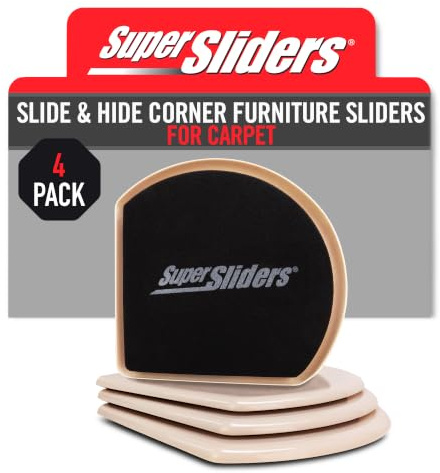 SUPER SLIDERS Wiederverwendbare Möbelgleiter aus Kunststoff für Teppichböden, 12,7 cm, strapazierfähige Schaumstoff-Pad-Oberfläche für sicheren Halt (4 Stück, Beige)