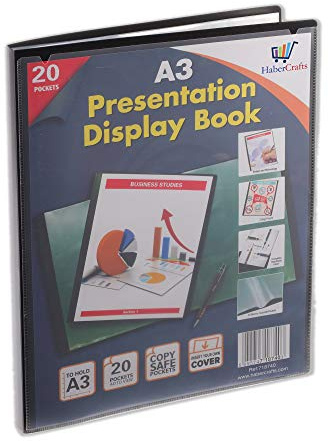 A3 20 Taschen (40 Views) Hard Cover Doppelseiten Präsentation Ordner Folio (1 Pack)