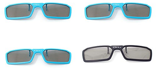 Ultra 3 Blue 1 Black Pairs 3D Clip On Glasses Passive 3D Glasses Men Women Compatible with RealD Cinemas 3D Glasses for TV Movie Glasses For Prescription Glass Wearers Circular Polorised Cinema 3D