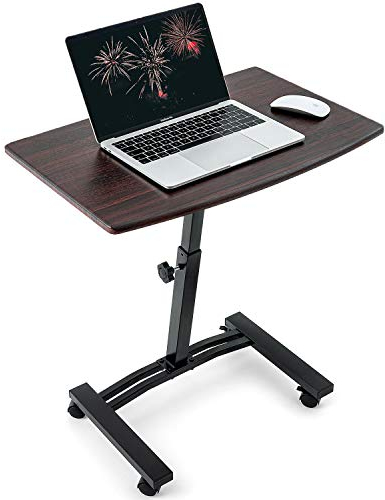 Tatkraft Salute Laptoptisch auf Rollen, Notebook Tisch höhenverstellbar, Schön Guter Qualität Beistelltisch, Tischplatte 60x40 cm, MDF Holz Nussbaumfarbenen, Stahl, Stabil und Solide
