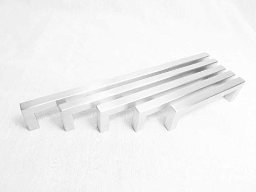 Möbelgriff Küche Schrankgriff Edelstahl Stangengriff eckig - GE10 | Türgriff Schranktür | Edelstahl matt gebürstet | Bohrabstand 480 mm | Profil 10 x 10 mm | 1 Stück - Schubladengriff mit Schrauben