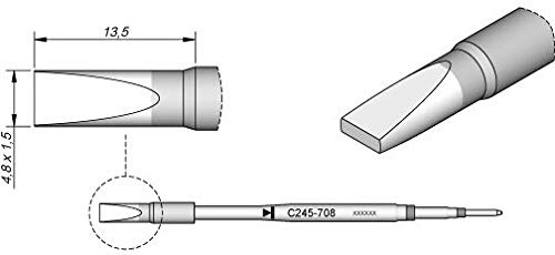 JBC Lötspitze Serie C245 Meißelform, C245708/4,8 x 1,5 mm, gerade C245708 (Lötkartusche 2045 2245 Loetkartusche Loetspitze Lötpatrone Loetpatrone Meißelspitze C245 bleifrei)