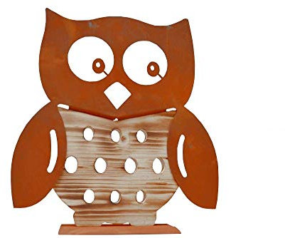 Ferrum Eule Holzeule Metall Holz Edelrost Rost Rostfigur Holzfigur Deko Dekoration Deko-Idee Dekoeule Dekotier Rostdeko Holzdeko Gartendeko Geschenk-Idee Geschenk