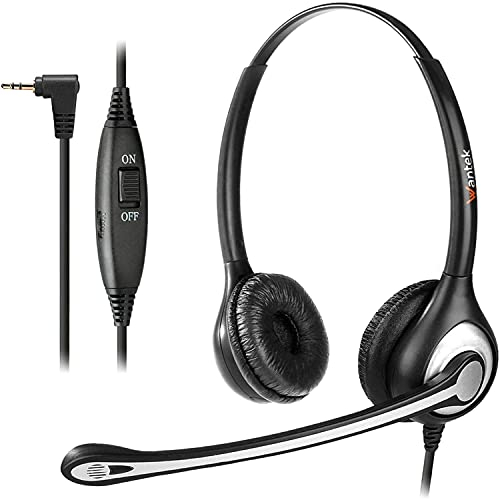WANTEK Casque de téléphone sans fil avec micro antibruit Fiche jack de 2,5 mm Pour téléphone fixe Gigaset C430 C610 S850 Panasonic Cisco DECT Téléphones HomeOffice Binaural 602J25D