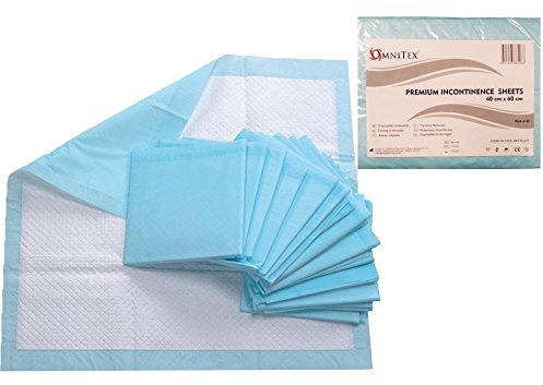Omnitex 40 x 60 cm inkontinensbäddar/stolskuddar - 600 ml - 800 ml engångsabsorberande lakan (25 x dynor 40 x 60 - premium (600 ml))