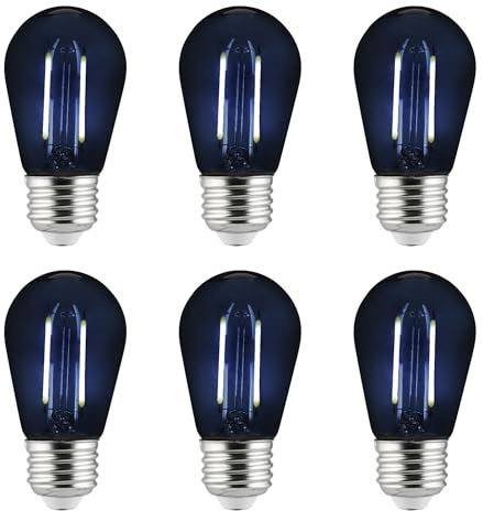 Sunlite LED S14 String Light Bulb, 2 Watts (25W Equivalent), Medium E26 Base, Party Decoration, Holiday Lighting, Transparent, Dimmable, UL Listed, Black, 6 Count