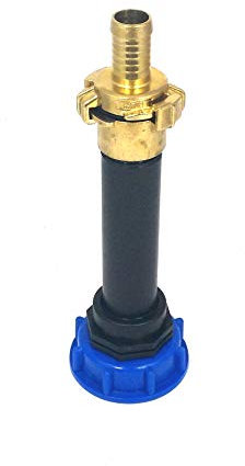 CMS60290R13_104 Válvula de salida con tubo de plástico DN32, 100 mm AG 1 + Geka – Latón – Fijo acoplamiento y boquilla de manguera, IBC