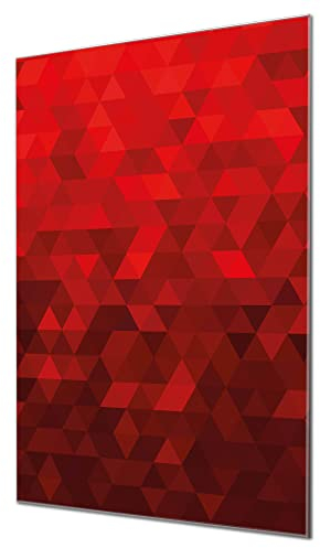 banjado Glas Magnettafel (40 x 60cm) - Magnetwand Glas - Magnetpinnwand als Memoboard - Pinnwand Magnettafel Küche, Büro, Kinderzimmer - Dreiecke Rot