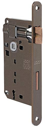 Serratura AGB patent piccola- scrocco reversibile e mandata BRONZATA ENTRATA 50 - Interasse 70 mm. Frontale bronzato mm.20x188 mm. Compresa la chiave. Il prezzo non include la contropiastra.