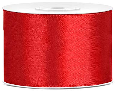 DaLoKu Satinband 6/12/25/38/50/100mm x 25m Geschenkband Schleifenband, Größe: 50mm x 25m, Farbe: Rot