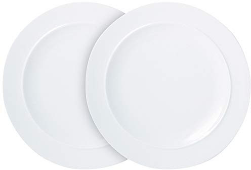 Denby White Porcelain Medium Plates Set of 2 - 24cm Dishwasher Microwave Safe Crockery - Chip & Crack Resistant Glazed Tableware