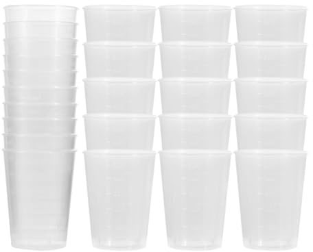 ULTECHNOVO Plastic Medicine Cups, 50pcs 50ml Plastic Graduated Cup Clear Mixing Cups Measuring Cups Transparent Scale Cups Liquid Measure Tool Laboratory Sample Collection Cup