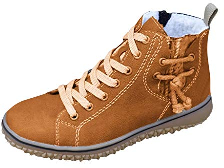 Stivaletti Stivali Sneakers Donna Calda Taglie Forti Scarpe Basse Casual con Zeppa Stivali Corti alla Caviglia (37,Marrone)