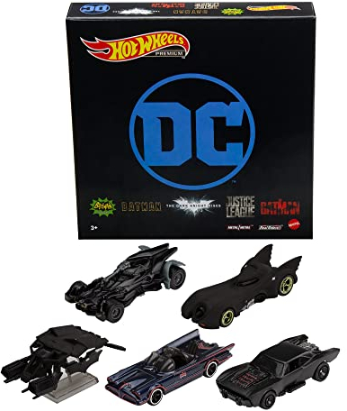 Hot Wheels Batman Bundle, 5 Fan-Favorite Batmobile Castings, 1:64 Scale Toy Vehicles, Special Packaging, Play or Display, For Batman Fans & Collectors