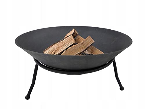 QLS Handels Brasero en fonte avec armature en rouille pour jardin, terrasse, feu de camp, 60 cm Noir