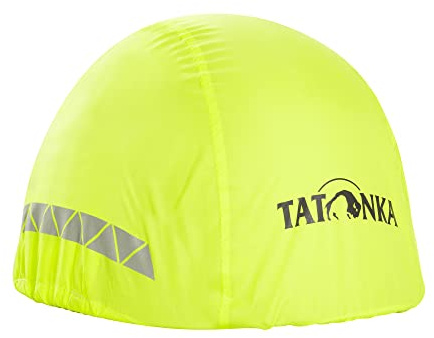 Tatonka Regenschutz Helmet Cover M/L oder XL - Wasserdichter Fahrradhelm Regenüberzug aus recyceltem Polyester - mit Reflektoren - Neongelb - Größen M/L und XL