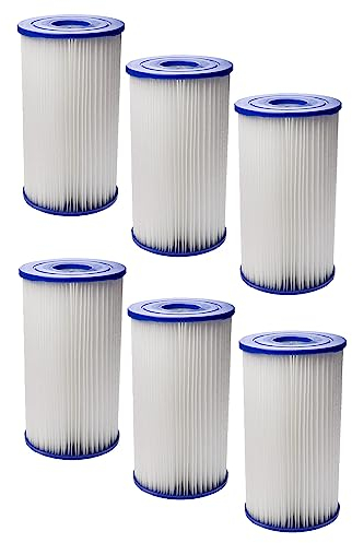 vhbw 6X Filterkartusche kompatibel mit Intex Pumpe 56634, 9462 L Fördermenge Swimmingpool, Filterpumpe - Wasserfilter Blau Weiß