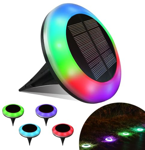 LAMTREE 20 Lumens Colorized Solar Ground Lights,Solar Pool Lights with Mutiple Color Functions for Pool Area, Pathway, Patio, Yard, Path, Lawn and Garden