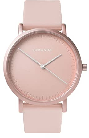 Sekonda in Colour Ladies 34mm Quartz Watch in Pink with Analogue Display, and Pink Silicone Strap 40406