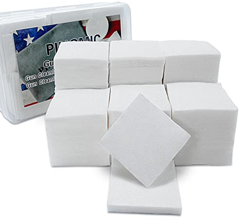 PINGMIC Toppe spesse per la pulizia della pistola, 900 pezzi, panno senza pelucchi con custodia, altamente assorbente, quadrate, 5,1 cm, adatte per la maggior parte dei prodotti per la pulizia delle