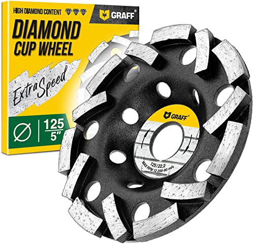 GRAFF Muela Disco de Diamante 125 mm para Amoladoras Angulares - Disco Desbaste Diamante para Hormigón, Piedra, Azulejos, Granito, Mampostería - Disco Desbaste Ultrarrápido
