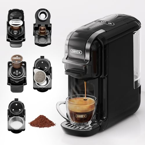 HIBREW H2B Machine à café pour expresso, boissons chaudes et froides, infusion froide, or chaud, 5 en 1, multi-capsules, poudre, moulue