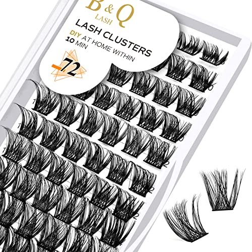 BQ Einzelne Wimpern B05 72 Clusters Farbige, zu Hause Cluster Lashes B01 B02 B09 Schwarz, für DIY Wimpernverlängerung, Einzelwimpern(B05,D-8-16MIX)